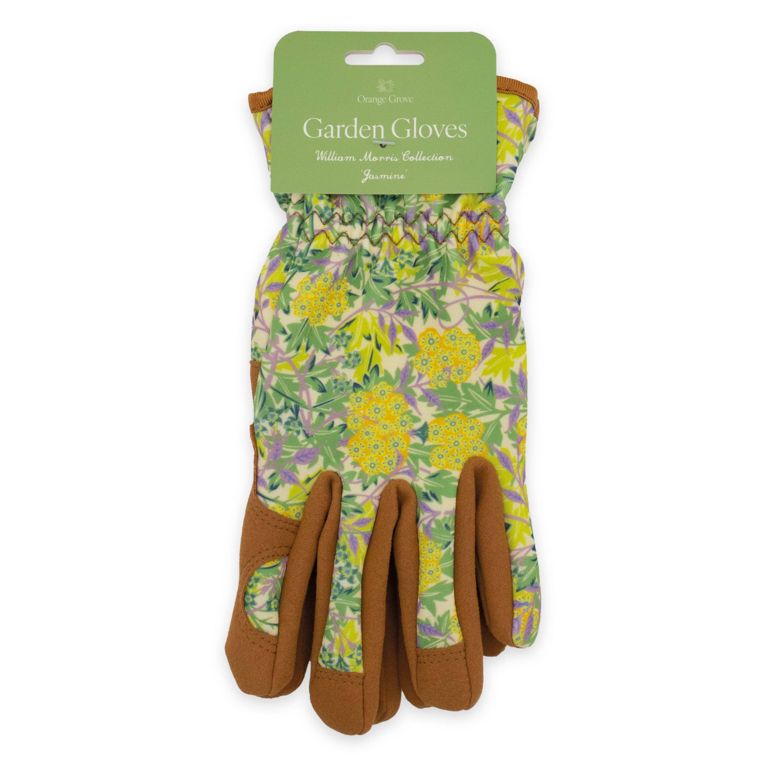 Orange Grove Gardening Gloves - Women's One Size – William Morris Jasmine Design - Image 2
