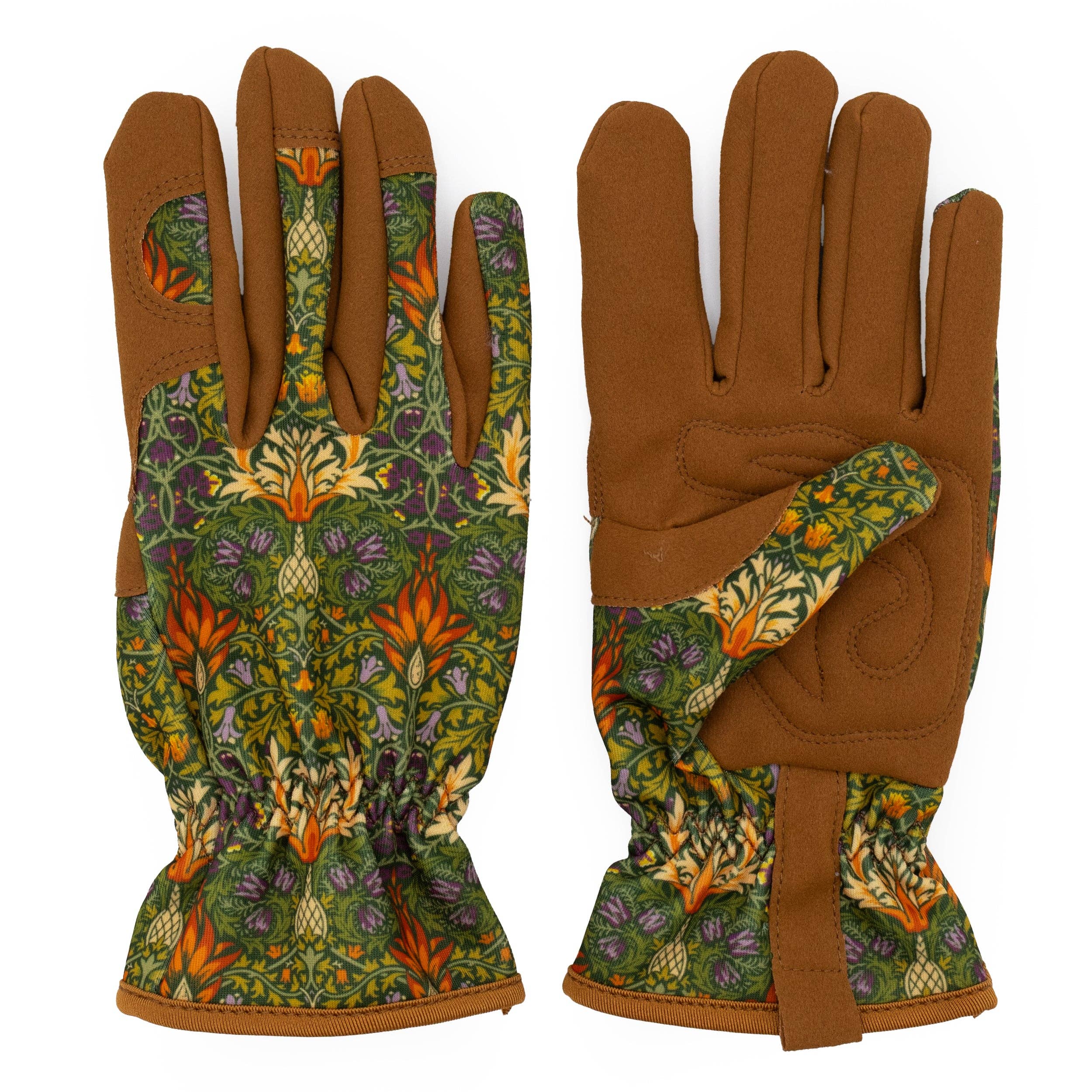 Orange Grove Gardening Gloves - Women's One Size – William Morris Snakeshead Design - Image 3